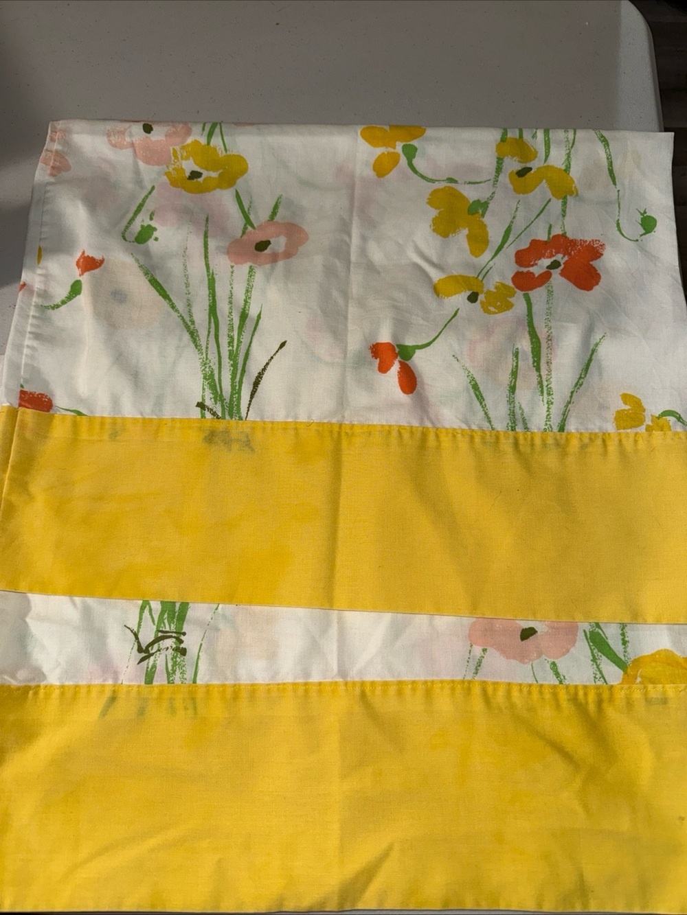 Vtg standard floral set of 2 Yellow Floral Stripe Decorative Pillow Cover